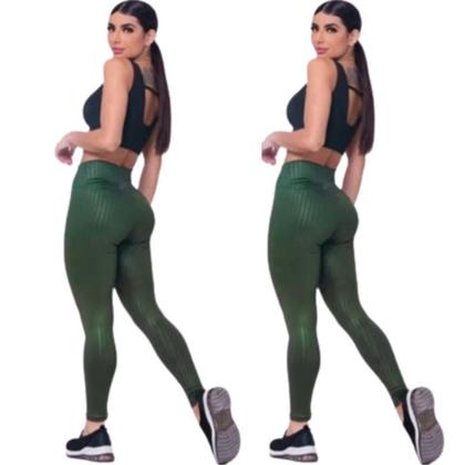 Imagem de Kit 2 Calças Legging Feminina 3 D fitness levanta Empina Bumbum -Cintura Alta 