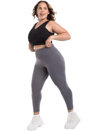 Imagem de Kit 2 Calças Legging Plus Size Reforçada Academia Fit veste do 46 ao 52