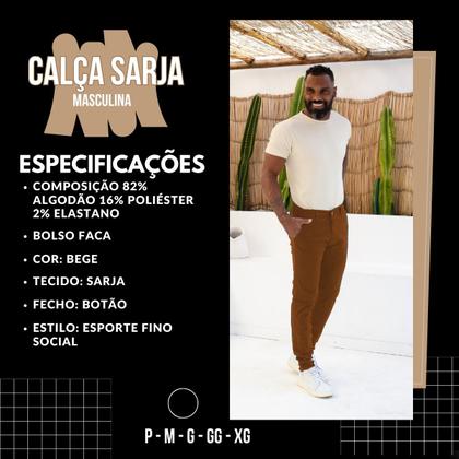 Imagem de Kit 2 Calças Masculina Sarja Elastano Bolso Faca Pro Premium