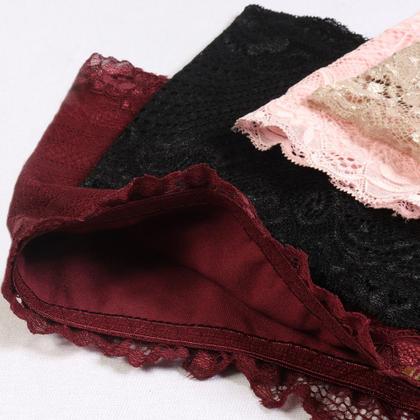 Imagem de kit 2 Calcinha Tanga Caleçon em cotton cós alto rendado Cintura alta conforto Revenda