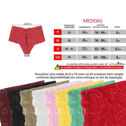 Imagem de kit 2 Calcinha Tanga Caleçon em cotton cós alto rendado Cintura alta conforto Revenda