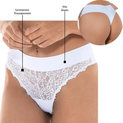 Imagem de Kit 2 Calcinhas Fio Dental Vanille DeMillus Renda Cós Duplo