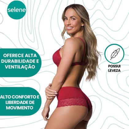 Imagem de Kit 2 Calcinhas Renda Feminina Selene Com Forro Confortável