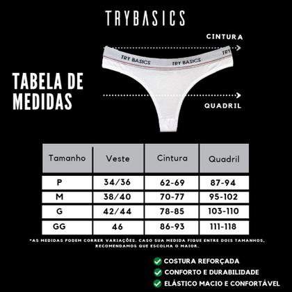 Imagem de Kit 2 Calcinhas Tanga Cotton Algodão Confortável com Elástico Try Basics