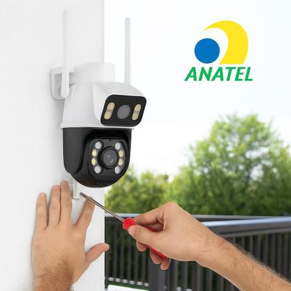 Imagem de Kit 2 Câmera Externa Ip Wifi Segurança 4k 8mp Ptz Dupla Lente 360 Rotação Visão Noturna Rastreamento Automático Nf