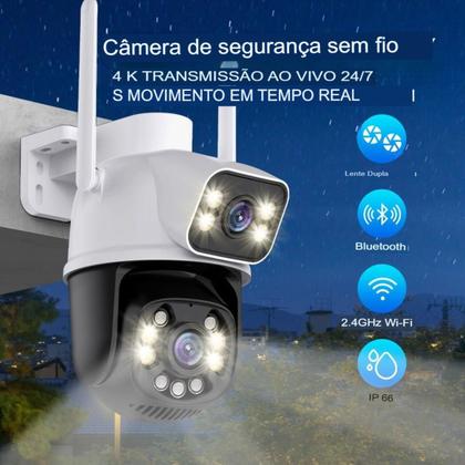 Imagem de Kit 2 Câmera Externa Ip Wifi Segurança 4k 8mp Ptz Dupla Lente 360 Rotação Visão Noturna Rastreamento Automático Nf