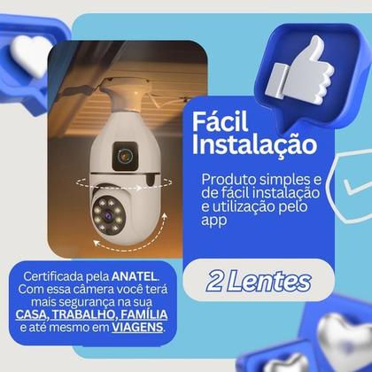 Imagem de Kit 2 Câmera Lâmpada Full Hd Visão Noturna Wifi Duas Lente