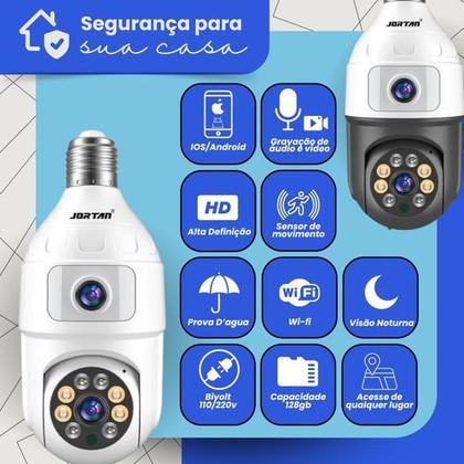 Imagem de Kit 2 Câmera Lâmpada Full Hd Visão Noturna Wifi Duas Lente