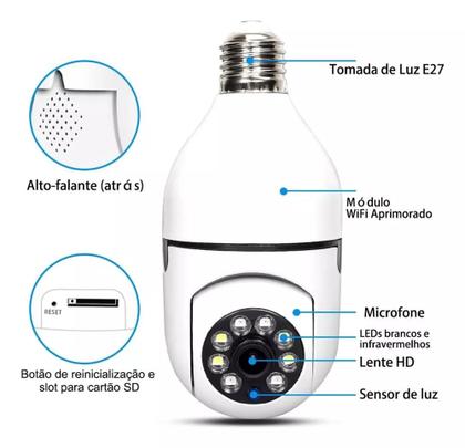 Imagem de Kit 2 Camera Lampada Segurança Wifi + Cartão De Memória 32gb