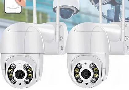 Imagem de Kit 2 Câmera Segurança wifi ip Prova Dágua Infravermelho Lâmpada Sem Fio Externa 360 Wifi a8