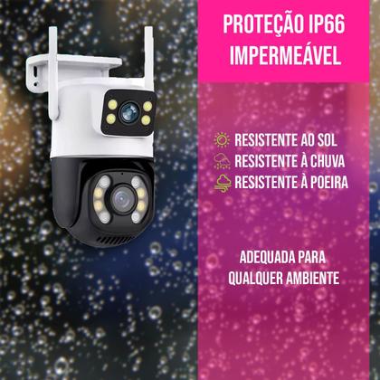Imagem de Kit 2 Câmeras de Segurança Vigilância Wi-fi Visão Noturna Resistente À Água Acesso Remoto Celular Monitoramento Sensor