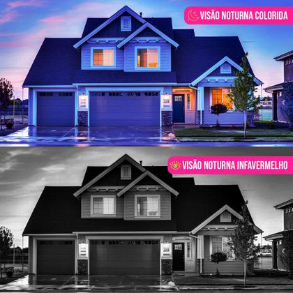 Imagem de Kit 2 Câmeras de Segurança Vigilância Wi-fi Visão Noturna Resistente À Água Acesso Remoto Celular Monitoramento Sensor