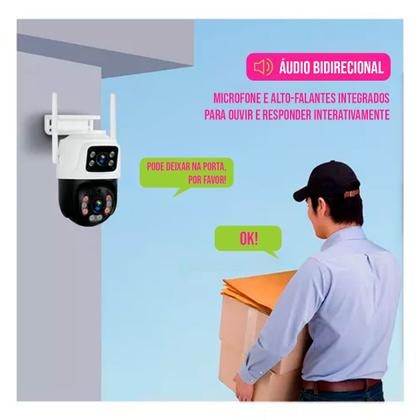 Imagem de Kit 2 Câmeras de Segurança Vigilância Wi-fi Visão Noturna Resistente À Água Acesso Remoto Celular Monitoramento Sensor