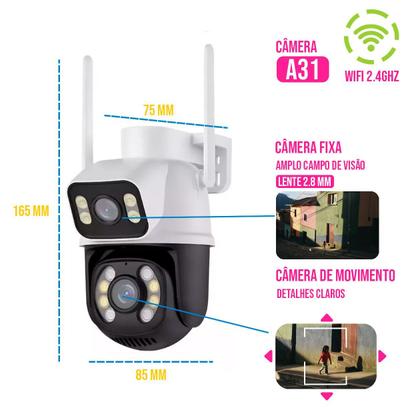 Imagem de Kit 2 Câmeras de Segurança Vigilância Wi-fi Visão Noturna Resistente À Água Acesso Remoto Celular Monitoramento Sensor