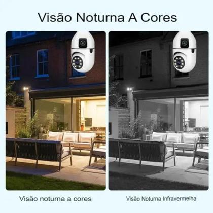 Imagem de Kit 2 Câmeras Externa ip Wifi Prova Dágua Segurança 2 Lentes 8mp 360 Rotação Visão Noturna Celular Wifi Icsee
