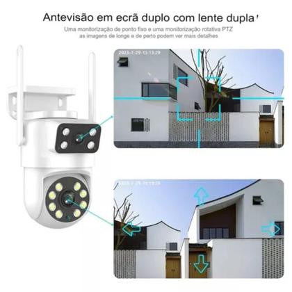 Imagem de Kit 2 Câmeras Ip Externa Wifi Full HD Prova Dágua 8mp 360 Rotação Segurança Speed Dome Alta ResoluçãoVisão Noturna Nf