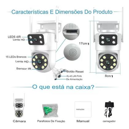 Imagem de Kit 2 Câmeras Ip Externa Wifi Full HD Prova Dágua 8mp 360 Rotação Segurança Speed Dome Alta ResoluçãoVisão Noturna Nf