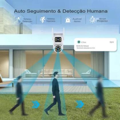 Imagem de Kit 2 Câmeras Ip Wifi Full HD Dupla Externa Segurança 8mp 360 Rotação Speed Dome Prova Dágua Visão Noturna Com 2 Cartão 128gb