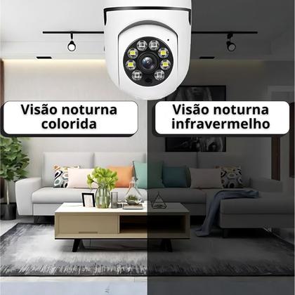 Imagem de Kit 2 Câmeras Lâmpadas Wifi Giratória Full Hd 360 Cor Branco Genérica