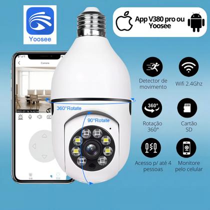 Imagem de Kit 2 Câmeras Lâmpadas Wifi Giratória Full Hd 360 Cor Branco Genérica