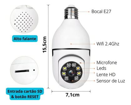 Imagem de Kit 2 Câmeras Lâmpadas Wifi Giratória Full Hd 360 Cor Branco Genérica