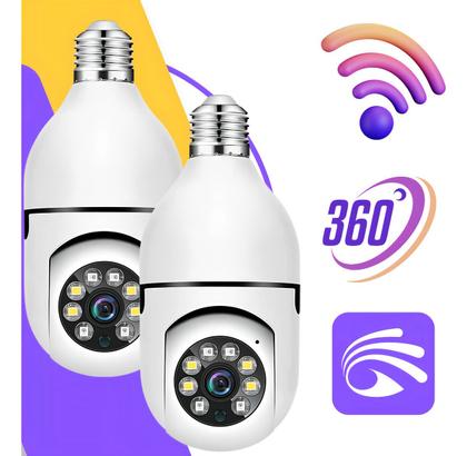 Imagem de Kit 2 Câmeras Lâmpadas Wifi Giratória Full Hd 360 Cor Branco Genérica