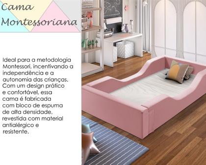 Imagem de Kit 2 Caminha Infantil modelo Montessori em Espuma D 26 Desmontável tecido Suede