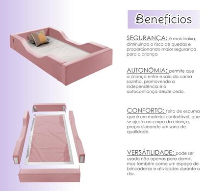 Imagem de Kit 2 Caminha Infantil modelo Montessori em Espuma D 26 Desmontável tecido Suede