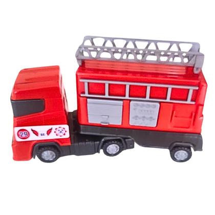 Imagem de Kit 2 Caminhão Brinquedo Bombeiro E Caçamba Articulado Infantil Interativo Super Frotinha Divplast