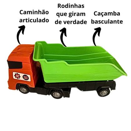 Imagem de Kit 2 Caminhão Brinquedo Bombeiro E Caçamba Articulado Infantil Interativo Super Frotinha Divplast