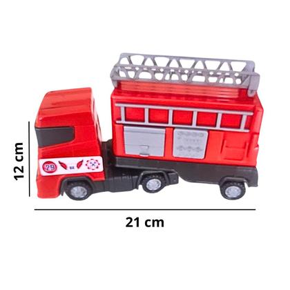 Imagem de Kit 2 Caminhão Brinquedo Bombeiro E Caçamba Articulado Infantil Interativo Super Frotinha Divplast