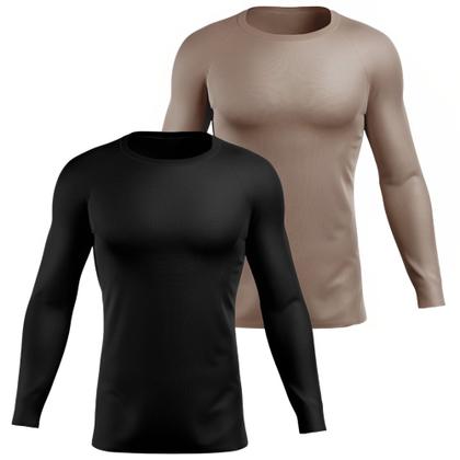 Imagem de Kit 2 Camisa Blusa Térmica Manga Longa Dryfit Academia Treino Pescaria Esportiva Fitness Solar UV+50