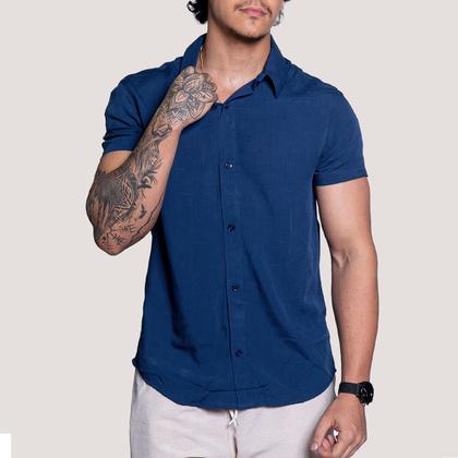 Imagem de Kit 2 Camisa de linho Masculina para verão praia manga curta fresca moda