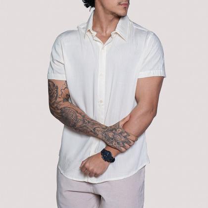 Imagem de Kit 2 Camisa de linho Masculina para verão praia manga curta fresca moda