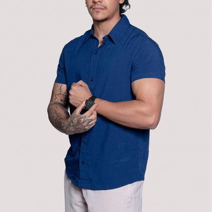 Imagem de Kit 2 Camisa de linho Masculina para verão praia manga curta fresca moda