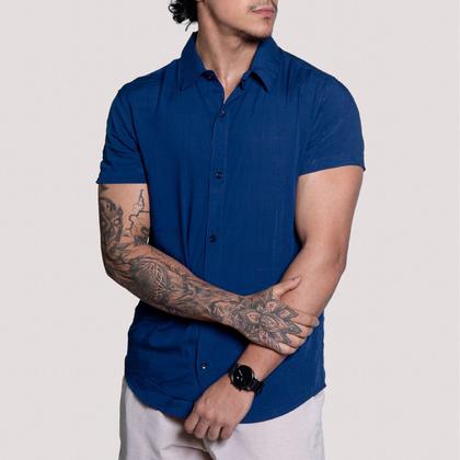 Imagem de Kit 2 Camisa de linho Masculina para verão praia manga curta fresca moda