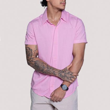 Imagem de Kit 2 Camisa de linho Masculina para verão praia manga curta fresca moda