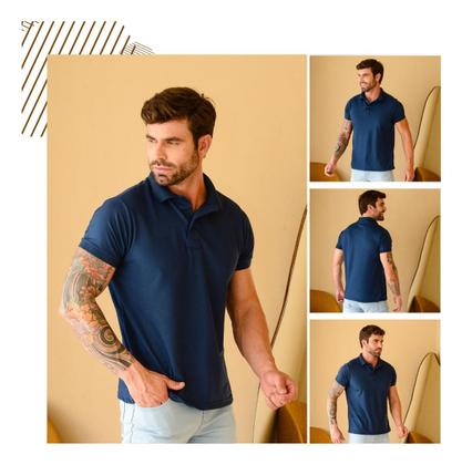 Imagem de Kit 2 Camisa Polo Masculina Alta Qualidade Lisa Malha Piquet