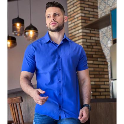 Imagem de Kit 2 Camisa Social Masculina Manga Curta De Botão Slim Linha Premium Casual Lisa Não Amassa Envio Imediato Moda Premium