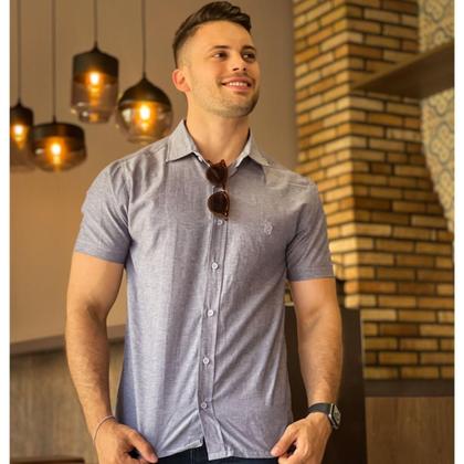 Imagem de Kit 2 Camisa Social Masculina Manga Curta De Botão Slim Linha Premium Casual Lisa Não Amassa Envio Imediato Moda Premium