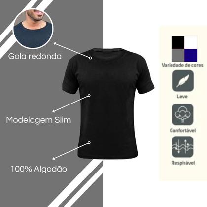 Imagem de Kit 2 Camisas Básicas Masculina 100% Algodão Plus Size 