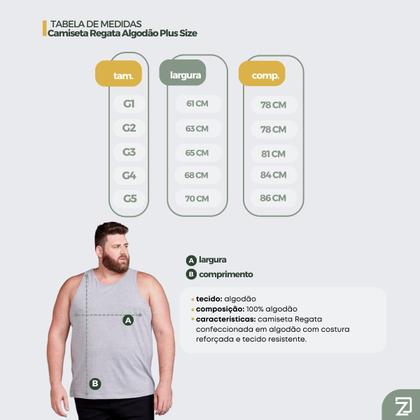 Imagem de Kit 2 Camisas Regatas Plus Size Masculina 100% Algodão