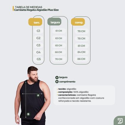 Imagem de Kit 2 Camisas Regatas Plus Size Masculina 100% Algodão