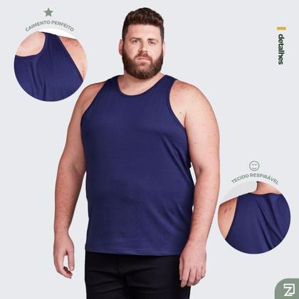 Imagem de Kit 2 Camisas Regatas Plus Size Masculina 100% Algodão