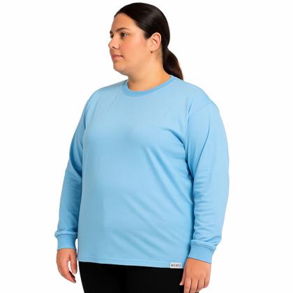 Imagem de Kit 2 Camiseta Plus Size Manga Longa c/ Punho 100% Algodão