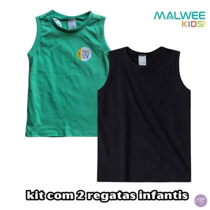 Imagem de Kit 2 Camiseta Regata Infantil Menino Básica Algodão Malwee