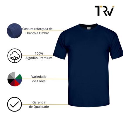Imagem de Kit 2 Camisetas Básicas Manga Curta Masculinas 100% Algodão Premium TRV Cores Variadas