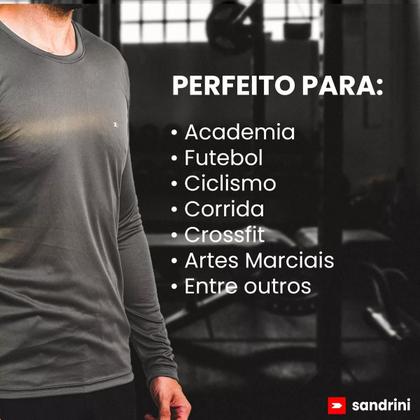 Imagem de Kit 2 Camisetas Dry fit Sandrini Masculina Manga Longa Leve UV Academia Esportivo