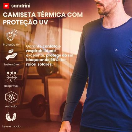 Imagem de Kit 2 Camisetas Dry fit Sandrini Masculina Manga Longa Leve UV Academia Esportivo