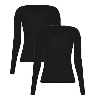 Imagem de Kit 2 Camisetas Feminina Fio 40 Segunda Pele Para Mulher Selene Modelo Manga Longa